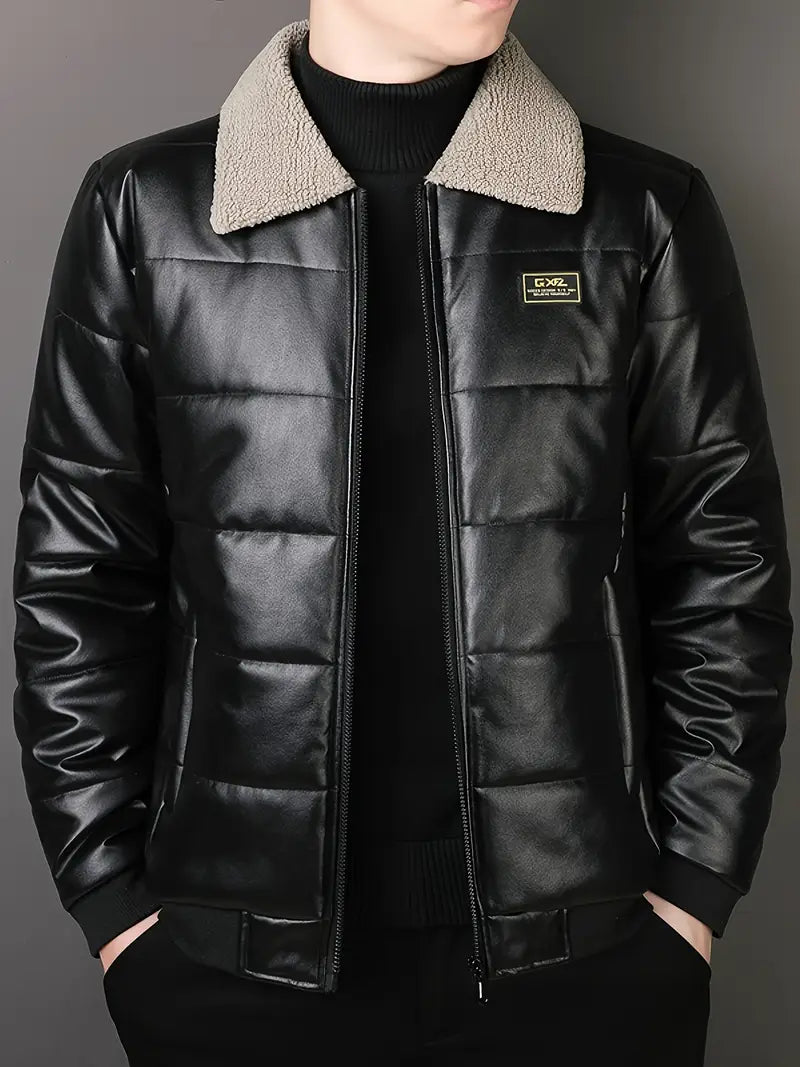 Mason – Chaqueta de Cuero Sintético con Forro de Sherpa