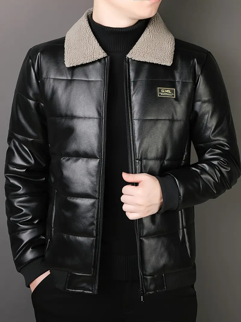 Mason – Chaqueta de Cuero Sintético con Forro de Sherpa