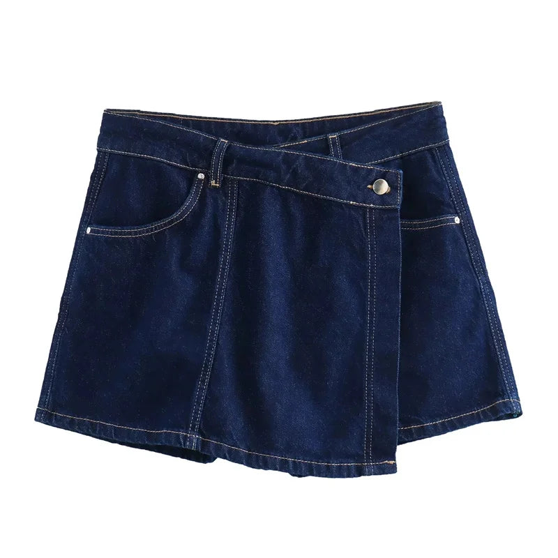 Conjunto Denim Celeste – Camisa Corta y Falda de Mezclilla