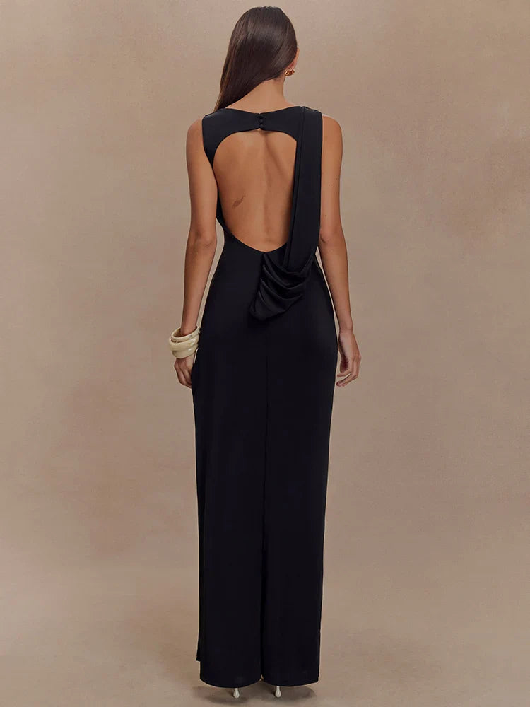 Vestido Leona - Vestido largo fruncido con espalda descubierta