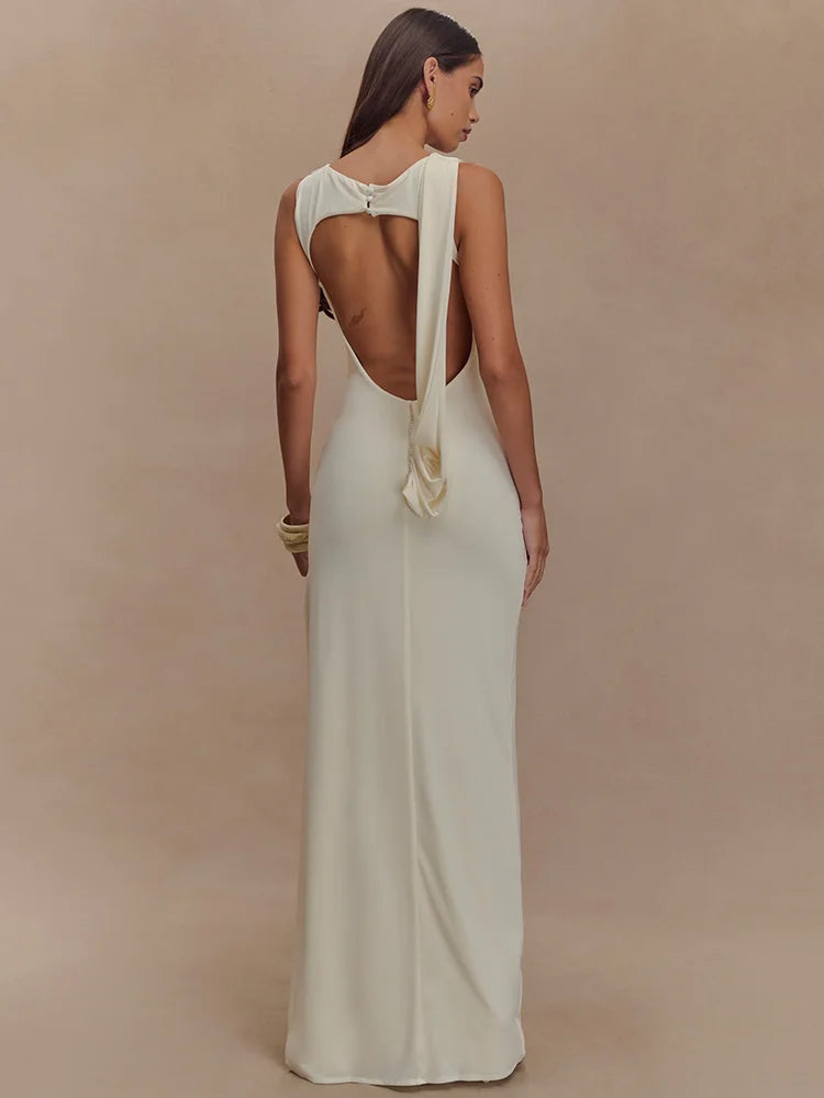 Vestido Leona - Vestido largo fruncido con espalda descubierta