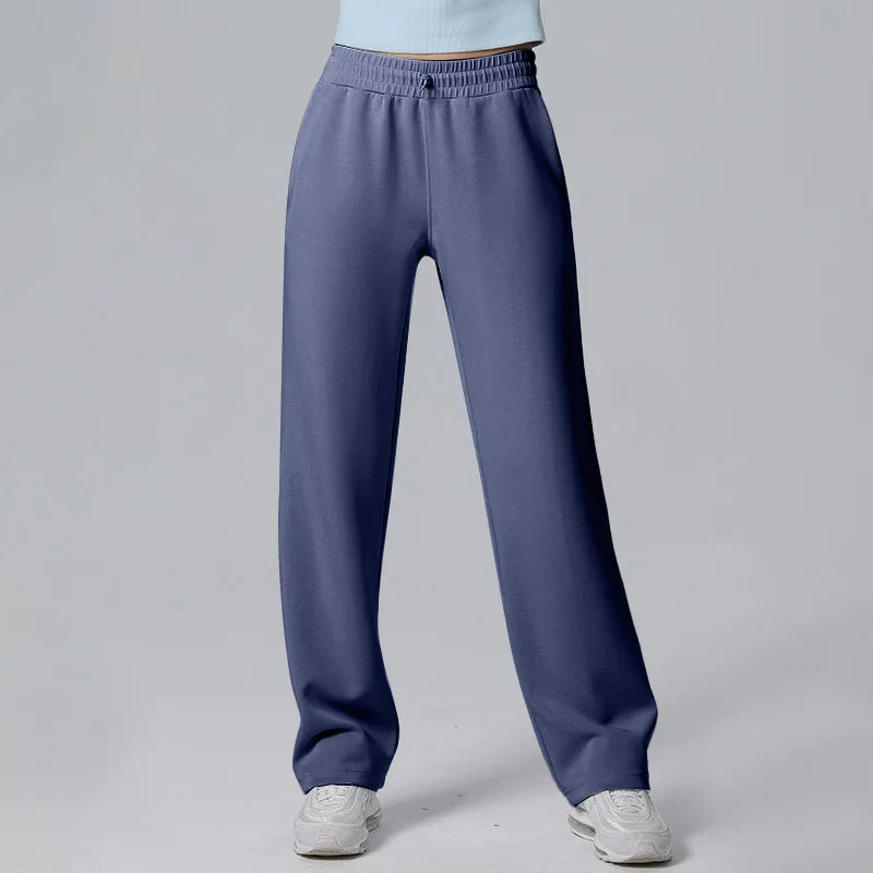 Gia - Pantalones deportivos casuales con pierna ancha y cintura alta