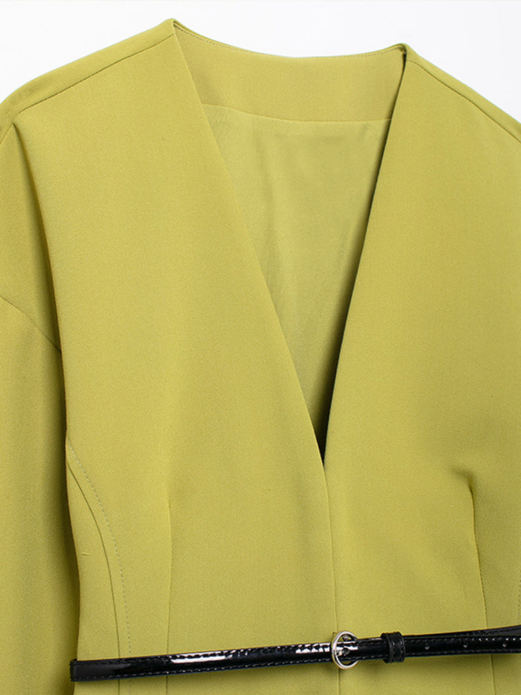 Conjunto Viviane - Conjunto estructurado de falda y blazer con escote en V