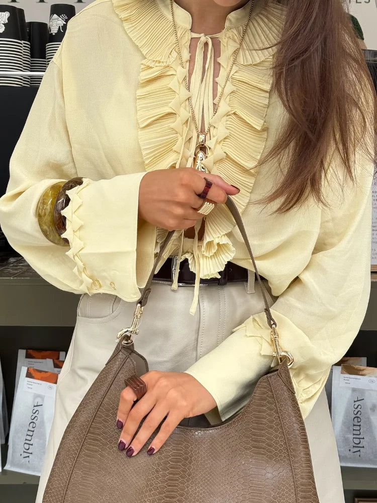 Conjunto MAEVA - Conjunto bohemio de blusa con volantes y falda