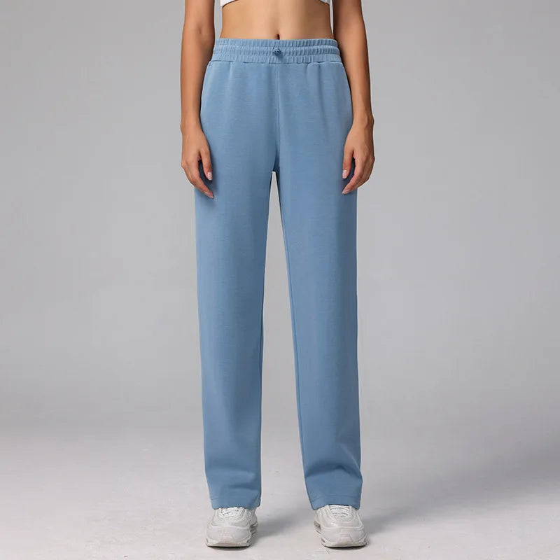 Gia - Pantalones deportivos casuales con pierna ancha y cintura alta
