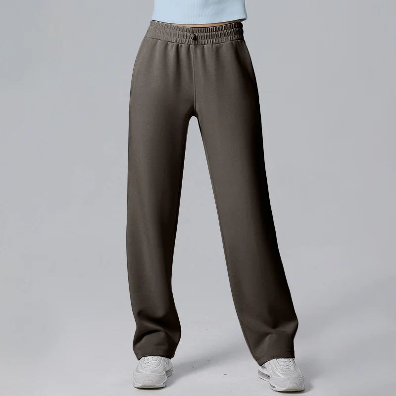 Gia - Pantalones deportivos casuales con pierna ancha y cintura alta
