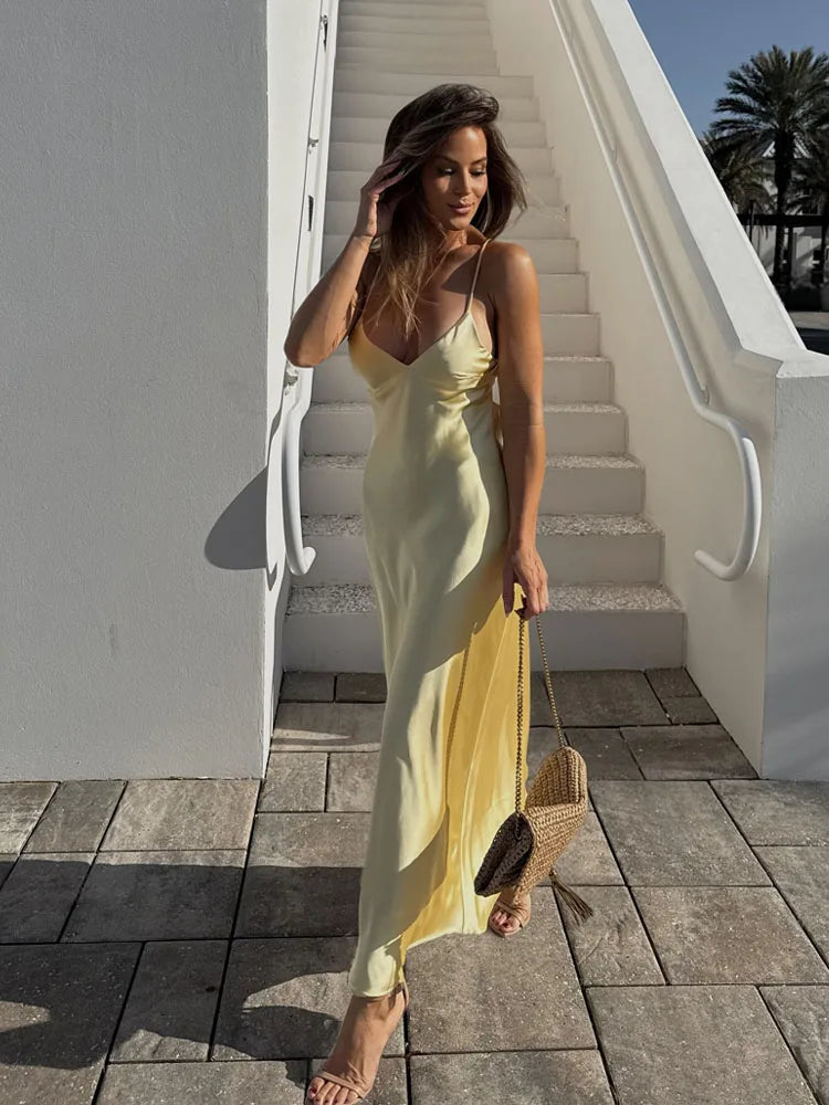 Vestido Birelle - Vestido midi elegante sin mangas y espalda descubierta