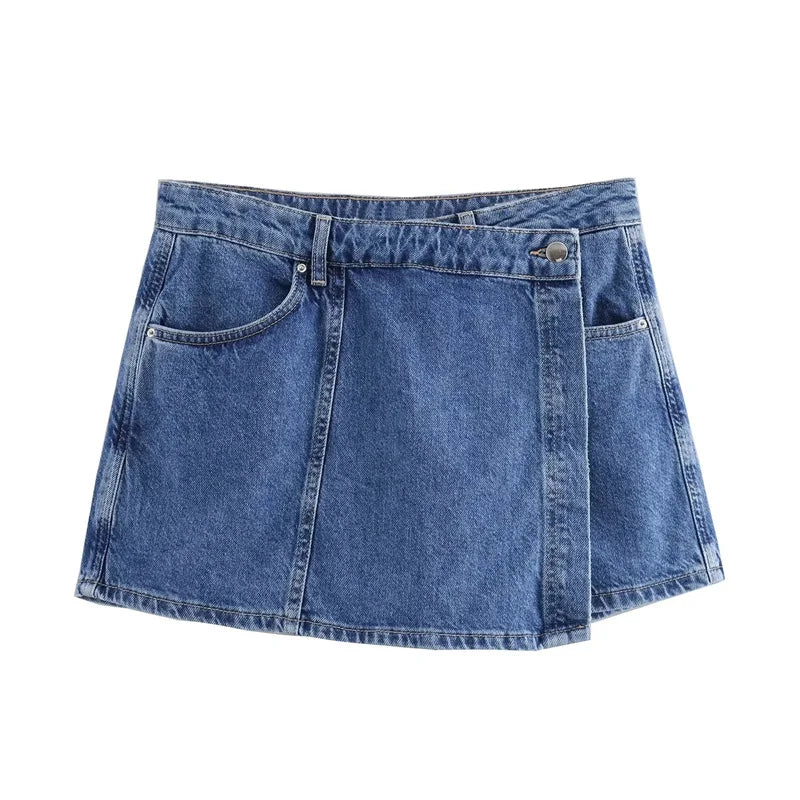 Conjunto Denim Celeste – Camisa Corta y Falda de Mezclilla