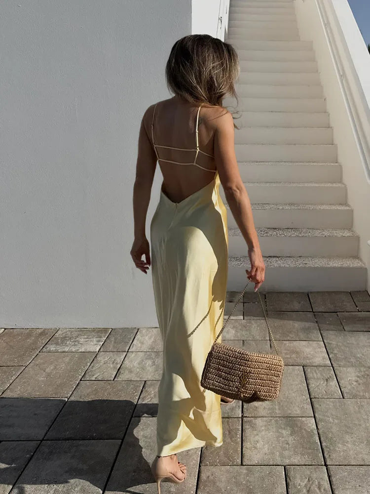 Vestido Birelle - Vestido midi elegante sin mangas y espalda descubierta