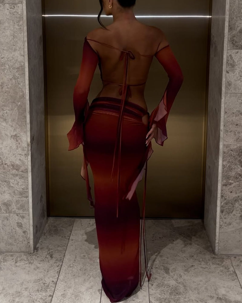 Conjunto de Top y Falda en Degradado Sexy