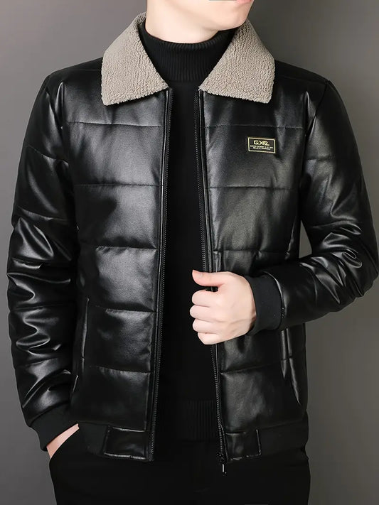 Mason – Chaqueta de Cuero Sintético con Forro de Sherpa