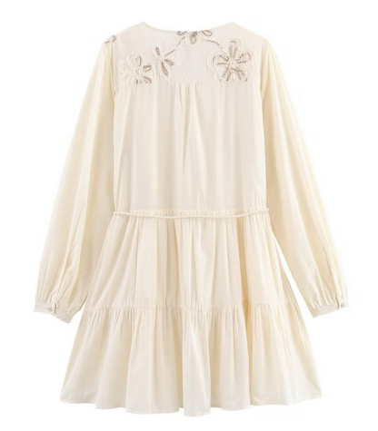 Vestido Primor – Bordado de Primavera con Mangas Largas