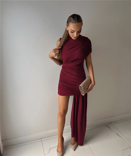 Vestido Kyra - Vestido asimétrico fruncido sin mangas