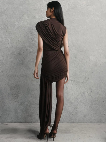 Vestido Kyra - Vestido asimétrico fruncido sin mangas