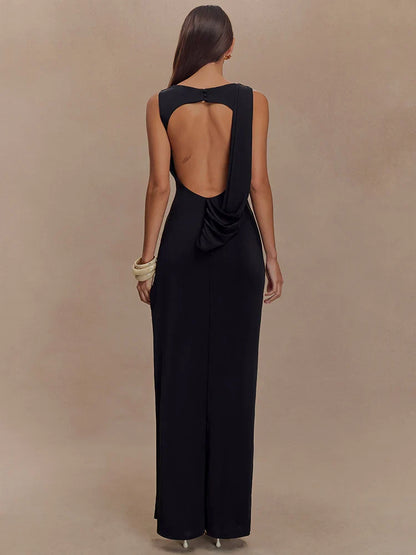 Vestido Leona - Vestido largo fruncido con espalda descubierta
