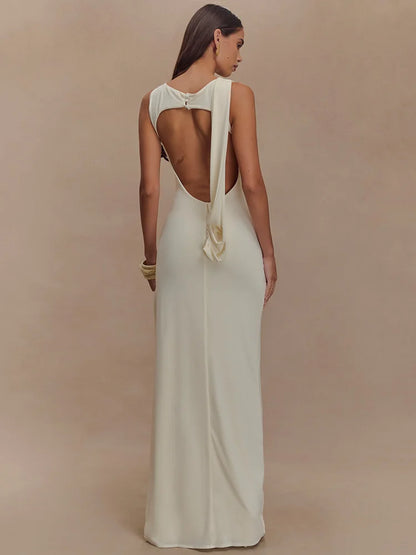 Vestido Leona - Vestido largo fruncido con espalda descubierta