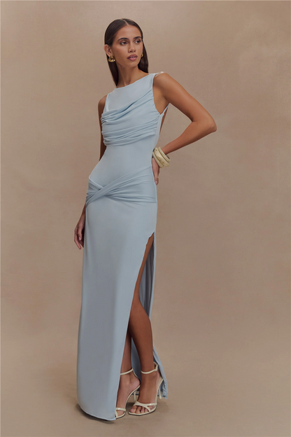Vestido Leona - Vestido largo fruncido con espalda descubierta