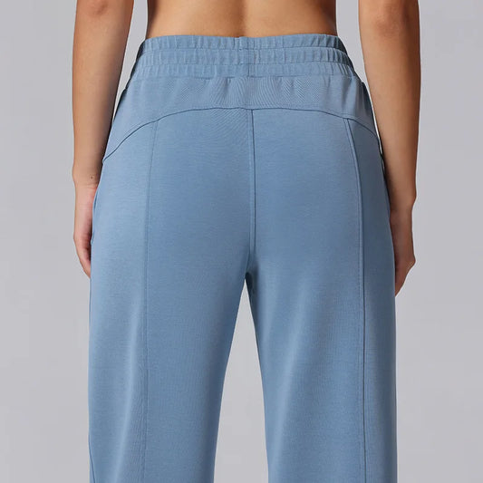 Gia - Pantalones deportivos casuales con pierna ancha y cintura alta