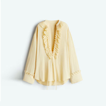 Conjunto MAEVA - Conjunto bohemio de blusa con volantes y falda