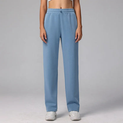 Gia - Pantalones deportivos casuales con pierna ancha y cintura alta