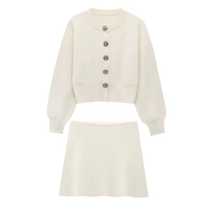 Conjunto Elise - Conjunto elegante de cárdigan corto y minifalda