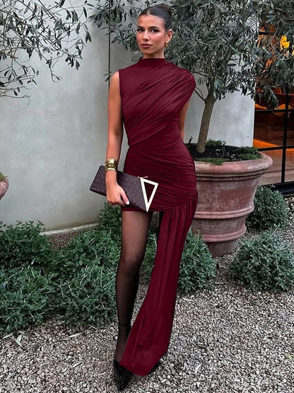 Vestido Kyra - Vestido asimétrico fruncido sin mangas