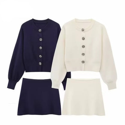 Conjunto Elise - Conjunto elegante de cárdigan corto y minifalda